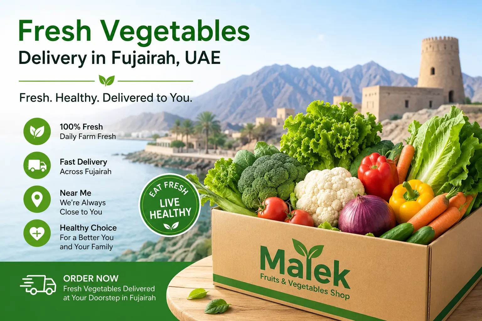 Fresh vegetable delivery in Fujairah UAE with farm fresh healthy vegetables and fast home delivery service near you
