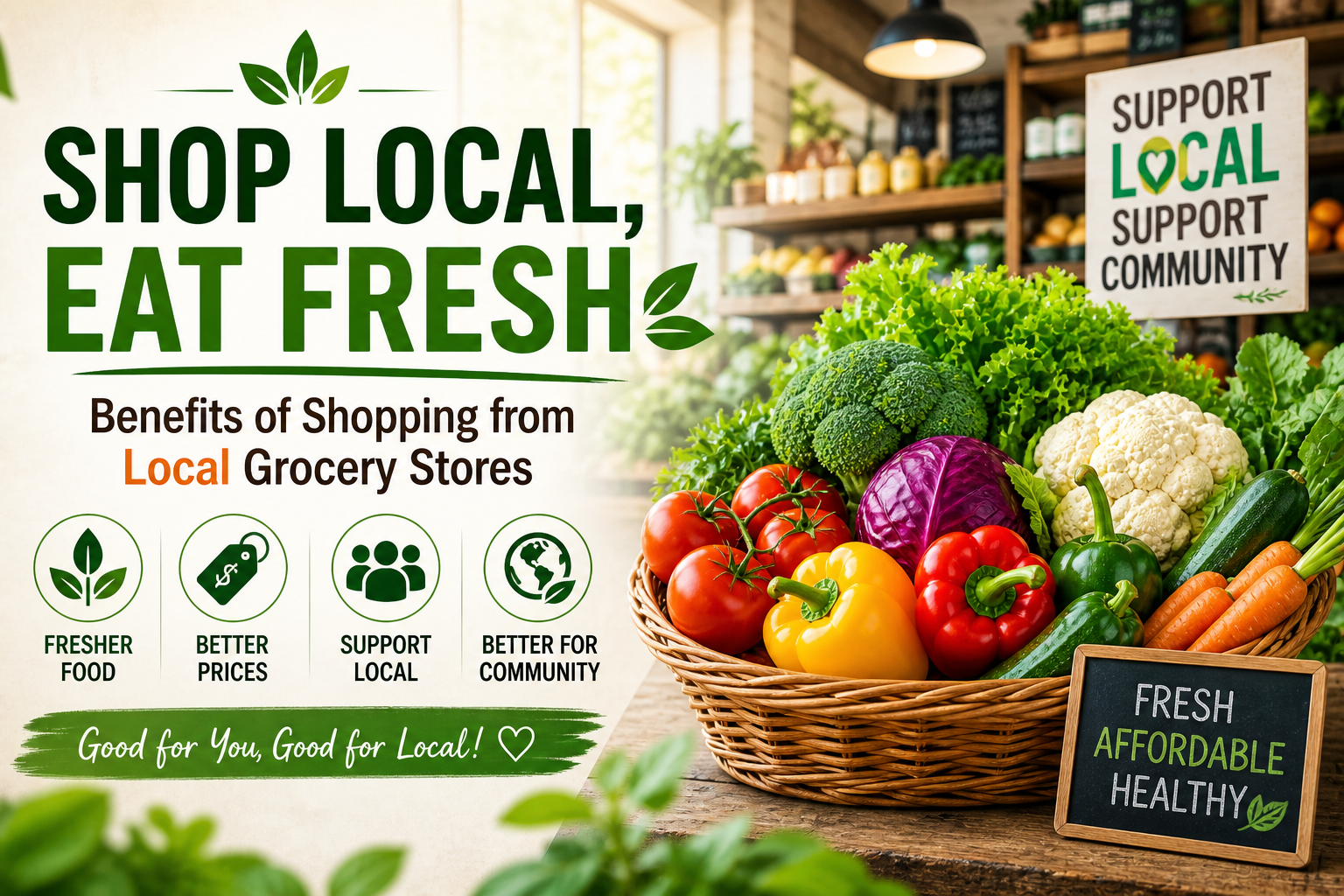 Shop local eat fresh vegetables grocery store